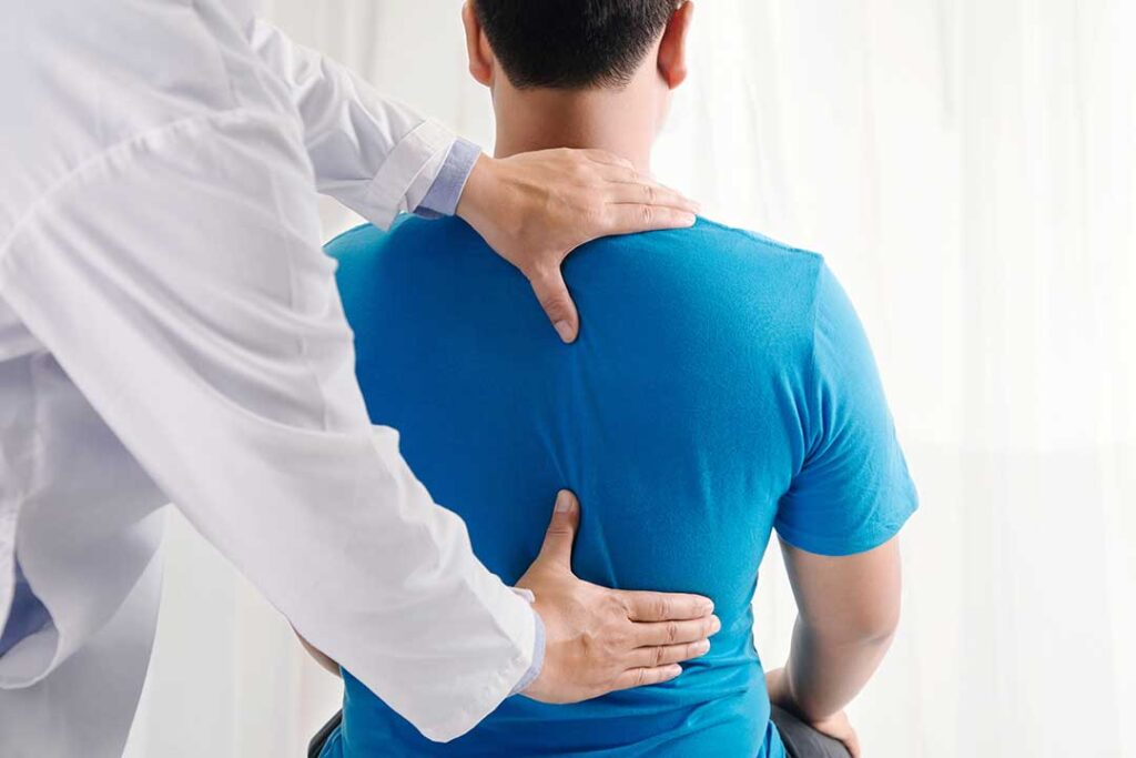 A person adjusting their car seat and stretching before starting a commute.